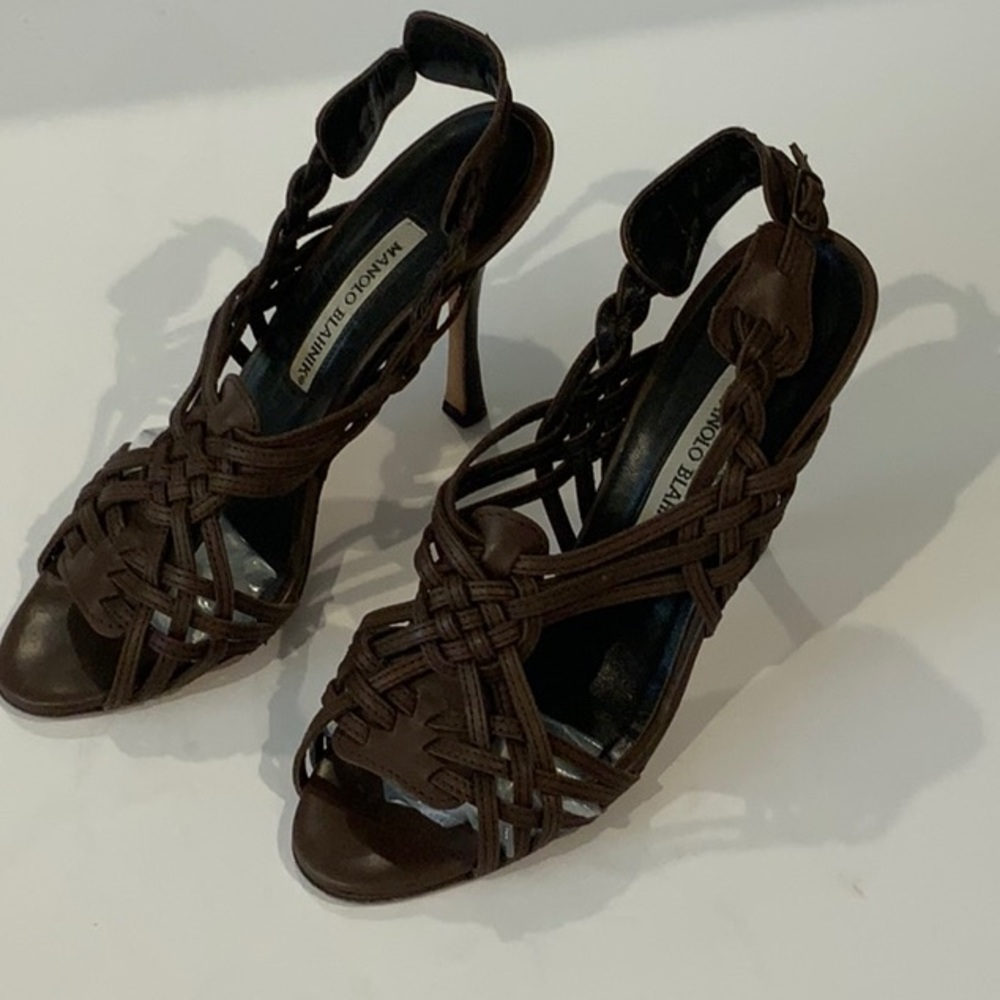 Manolo Blahnik Dark Brown Sandals